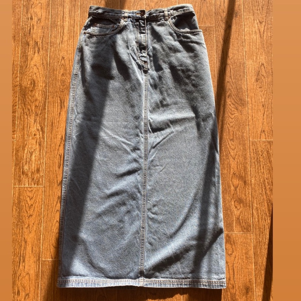 Long jean skirt with slit